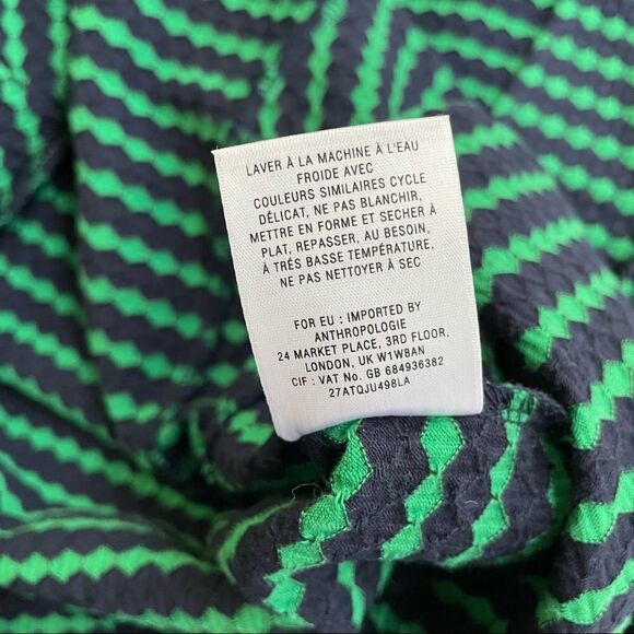 ANTHROPOLOGIE | POSTMARK CAP SLEEVE PEPLUM TOP IN NAVY BLUE/Green small - Picture 8 of 8